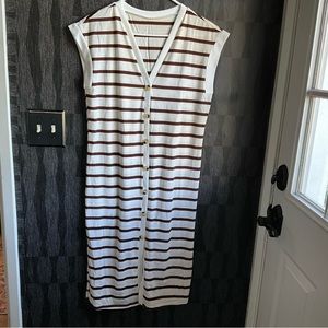 Brown and white striped t-shirt dress tank top NWOT